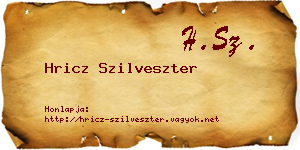 Hricz Szilveszter névjegykártya